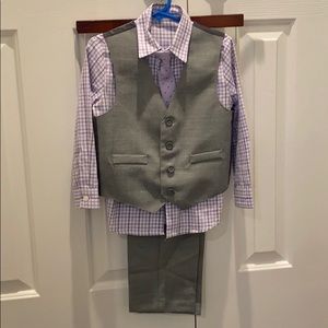 4 piece grey and purple suit set